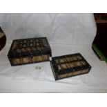 2 porcupine quill and ebony boxes