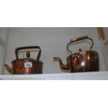 2 old copper kettles