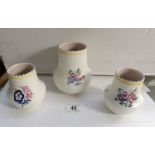 3 Poole pottery vases