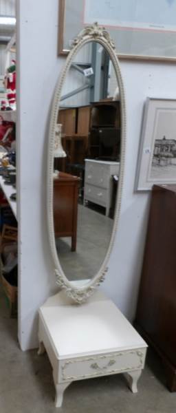 A 1950's white painting dressing mirror