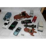 A box of Dinky and Corgi vehicles including Batmobile, James Bond,