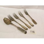 3 19th century Edinburgh silver forks,