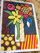 A large unframed pop art style oil on canvas signed M Taylor