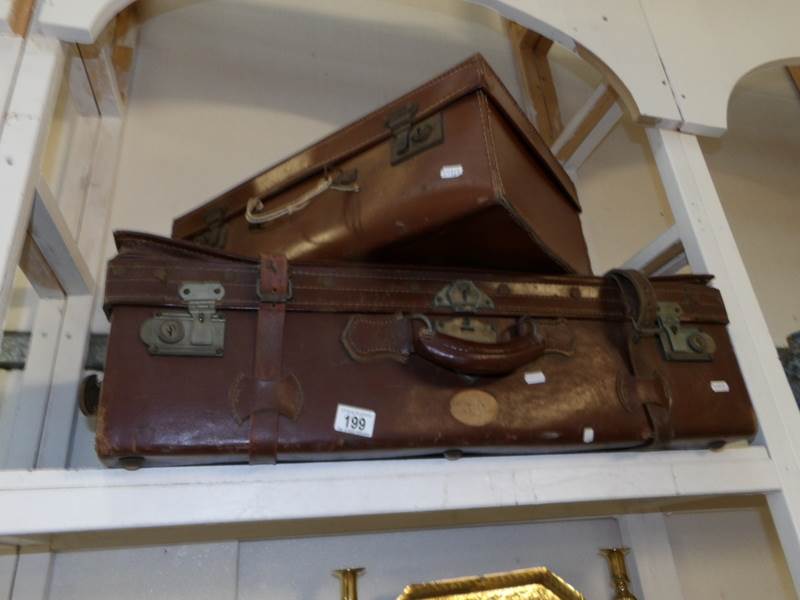 2 vintage leather suitcases