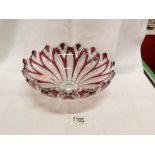 A Bohemian glass bowl with red overlay