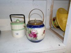 A Burleigh Art Deco biscuit barrel and one other