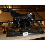 A Russian cast iron horse signed in Russian and dated 1970