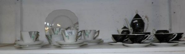 A part porcelain coffee set and a part tea set,