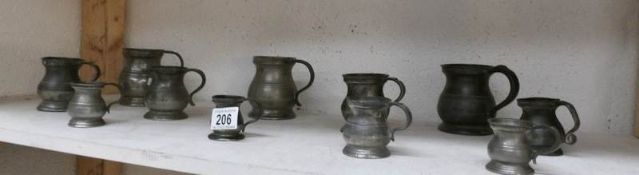 11 Georgian and Victorian pewter measures