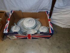 A box of dinnerware including tureens