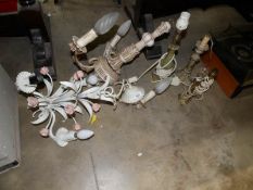 2 old ceiling lights and 4 table lamp bases