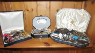 3 jewellery boxes of costume jewellery