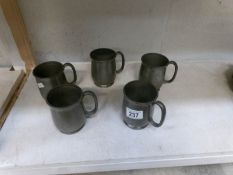 5 pewter tankards