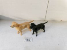 A Beswick black labrador and a Beswick golden labrador