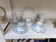 A 15 piece blue and white tea set