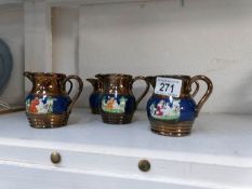 6 19th century lustre jugs