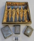 A silver match box, a vesta,