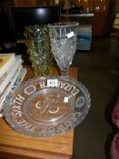 A George V1 glass bowl and 2 vases