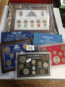 A framed and glazed GB coin and stamp collection, a pre decimal set,
