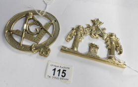 2 brass Masonic plaques