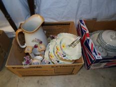 A box of china including cake stand
