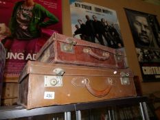 2 vintage leather suitcases