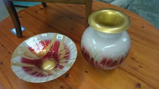 A charge art glass vase & bowl