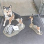 2 German Shepherd dog figures