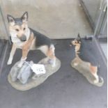 2 German Shepherd dog figures