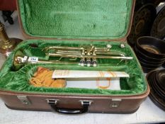 A cased Corton trumpet with 2 mouthpieces