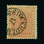 Sweden : (SG 5) 1855-58 24sk vermilion very fine used with neat Stockholm cds, exhibition quality!