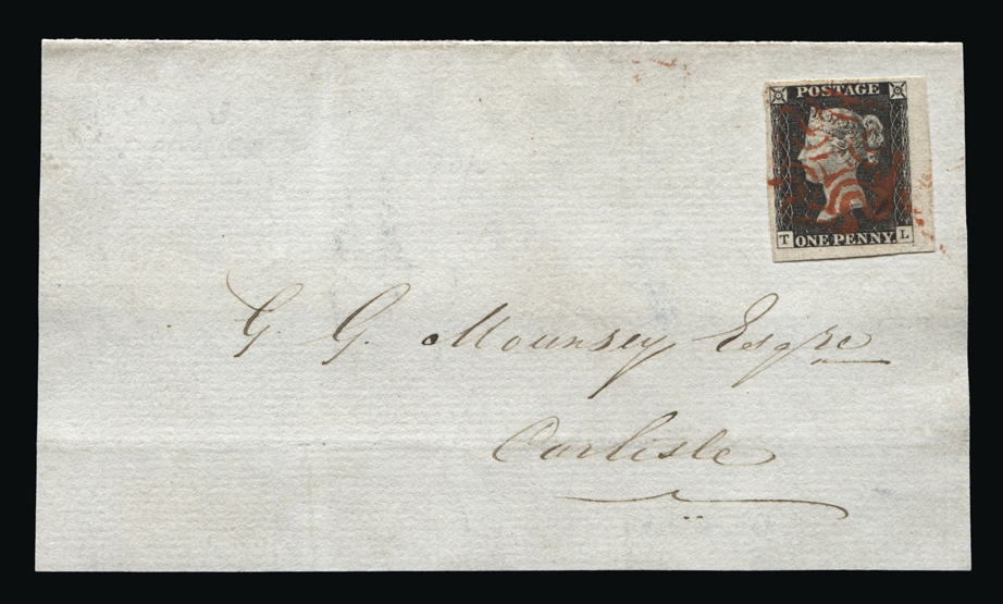 Great Britain - Covers - QV : (SG 2) 1840 1d black, plate 3, TL, good to huge margins from corner of