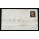 Great Britain - Covers - QV : (SG 2) 1840 1d black, plate 3, TL, good to huge margins from corner of