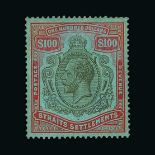 Malaya - Straits Settlements : (SG 240c) 1921-33 Script $100 black and red/blue mint, part