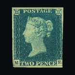 Great Britain - QV (line engraved) : (SG 5) 1840 2d blue, plate 1, ME, 3½ margins, light gum toning,