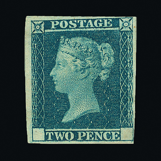 Great Britain - QV (line engraved) : 1841 2d blue, SMALL SECOND TRIAL, with value, lower corners