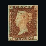 Great Britain - QV (line engraved) : (SG 7) 1841 1d red-brown from 'black' plate 8, FB, 4 tiny to