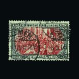 Germany : (SG 81B) 1902 DEUTSCHES REICH perf 13¾, 25x16 holes, 5Mk crimson and black fine used, with