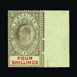 Gibraltar : (SG 73x) 1906-11 MCA 4s black and red WATERMARK REVERSED superb fresh unmounted mint