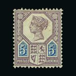 Great Britain - QV (surface printed) : (SG 207) 1887-92 Jubilee 5d, Die 1, small gum crease at