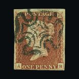 Great Britain - QV (line engraved) : (SG 7) 1841 1d red-brown, from 'black' plate 11, AB, 4 tiny
