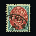 Danish West Indies : (SG 14a) 1876 (Mar) Defin. FRAME INVERTED. Perf.14 x 13½.3c Carmine & Blue.