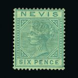St. Kitts and Nevis - Nevis : (SG 32) 1882-90 CA 6d green fine m.m. Cat £450 (image available) [