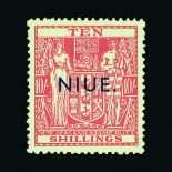 Niue : (SG 81) 1941 Overprint on Postal fiscal 10s pale carmine-lake m.m. Cat £140 (image available)