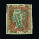 Great Britain - QV (line engraved) : (SG 12) 1841 1d pale orange-brown, QL, light bend, 4 very large