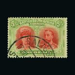 Rhodesia : (SG 160var) 1910 Double Head P14 - 5s red & yellow-green with gash in ear variety (