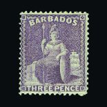 Barbados : (SG 75) 1875-80 CC 3d mauve lilac fresh mint, fine Cat £170 (image available) [US1]