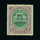 Malaya - Trengganu : (SG 58) 1922 MBE $5 green and dull purple fresh m.m., very fine Cat £375 (image