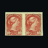 Canada : (SG 111a) 1889-91 Ottawa printing 10c rose carmine horizontal imperf pair fresh m.m.,