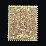 Belgium : (SG 45) 1866 Small Lion, 5c Brown, Perf. 15, on thick paper. Fresh unused, traces of